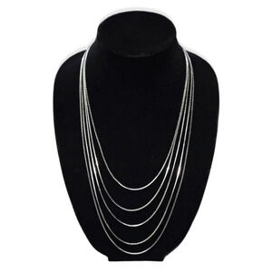 5-Layer Multi Strand Silver Tone Tiered Necklace, Like New, Formal, Single Clasp